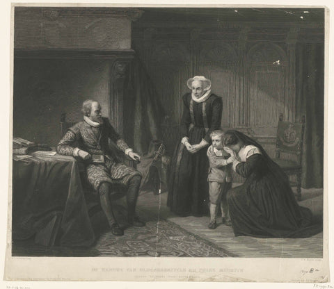 The mother, wife and son of Reinier van Oldenbarnevelt beg Maurits for mercy, 1623, Johann Wilhelm Kaiser (I), 1850 - 1899 Canvas Print