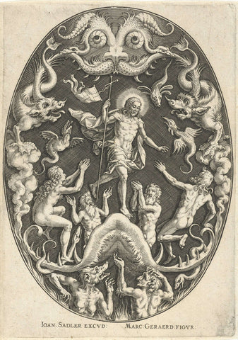 Christ in the fore-breasted, Johann Sadeler (I), 1560 - 1600 Canvas Print