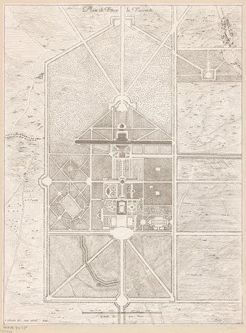 Map of the castle of Vaux-le-Vicomte, Israel Silvestre, 1631 - 1691 Canvas Print