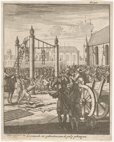 Corpse of Oliver Cromwell executed posthumously and hung from the gallows on 30 January 1661, Thomas Doesburgh, 1692 - 1714 Canvas Print