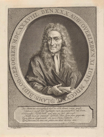 Portrait of Lambert Bidloo, Jacob Houbraken, 1708 - 1724 Canvas Print