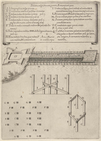 The ship bridge of the Duke of Parma from 1585: the undercarriage of the bridge, anonymous, 1645 - 1647 Canvas Print