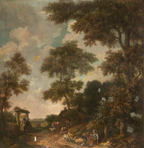 Wallpaper painting of a Dutch landscape with a dirt road, Jurriaan Andriessen (attributed to), c. 1776 Canvas Print