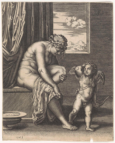 Venus after the bath, Johannes Wierix, 1563 Canvas Print
