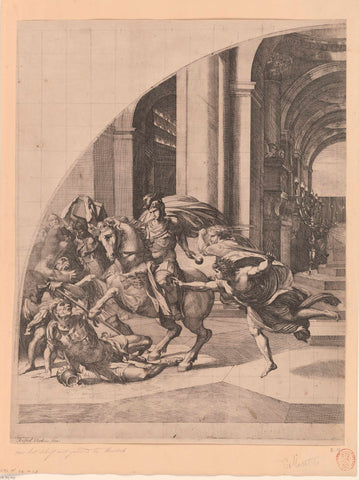 The expulsion of Heliodorus from the temple (left part), Carlo Maratti, 1635 - 1713 Canvas Print