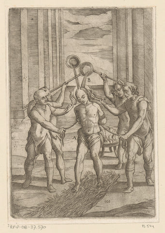 Boiling oil and running over hot coals, Antonio Tempesta, 1565 - 1630 Canvas Print