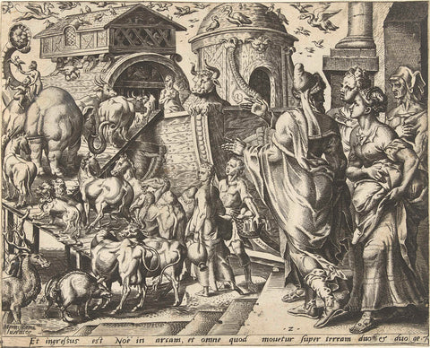 Noah board the ark with his family and the animals, Cornelis Cort, after c. 1559 - c. 1560 Canvas Print