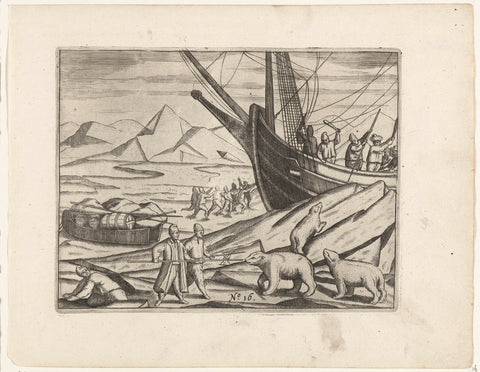 Raided by polar bears when loading the sleds, 1596, anonymous, 1615 - 1617 Canvas Print