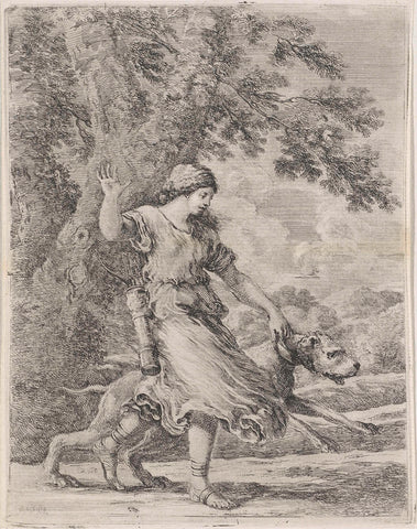 Nymph with dog, Stefano della Bella, 1620 - 1664 Canvas Print