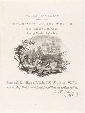 Tijdvers op de inwijding van de nieuwe Amsterdamse Schouwburg, 1774, Noach van der Meer (II), 1774 - 1775 Canvas Print