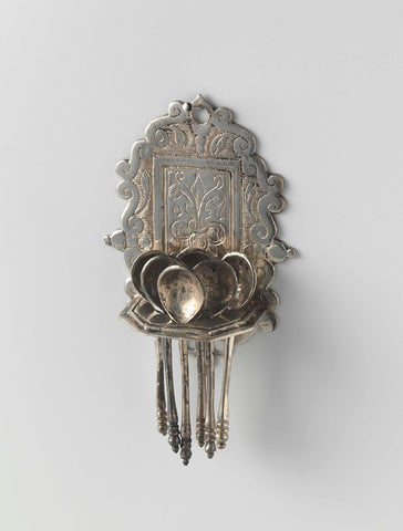 Spoon rack with six spoons, anonymous, c. 1600 - c. 1699 Canvas Print