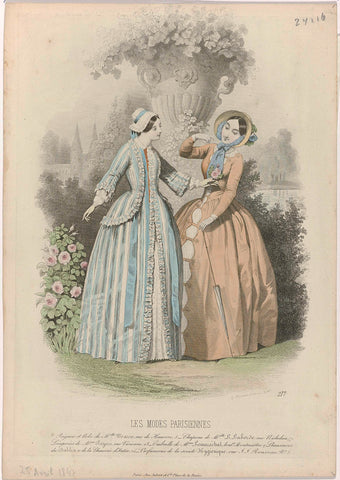 Les Modes Parisiennes, 25 April 1847, No. 217 : Bathrobe and Dress of Melle Mari (...), Montaut d'Oleron. Gabriel Xavier, 1847 Canvas Print