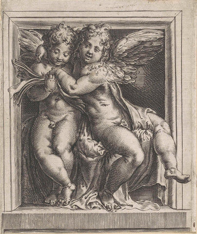 Two singing angels, Cherubino Alberti, 1563 - 1615 Canvas Print