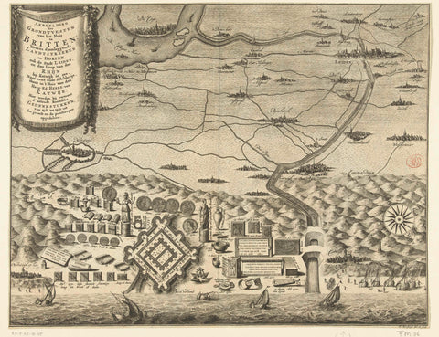 Map with map of the House in Britten, François van Bleyswijck, 1728 - 1739 Canvas Print