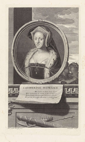 Portrait of Catharina Howard, Queen of England, Cornelis Martinus Vermeulen, 1697 Canvas Print