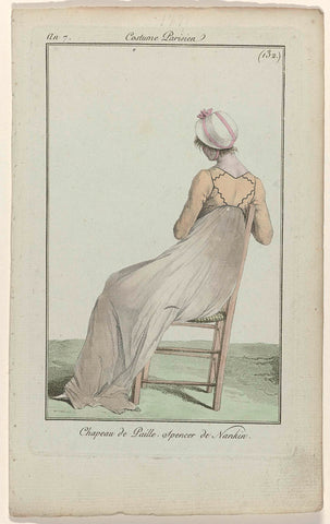 Journal des Dames et des Modes, Costume Parisien, 1799, An 7 (132) : Chapeau de Paill (...), anonymous, 1799 Canvas Print