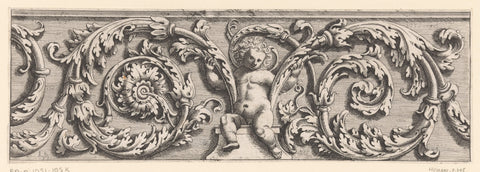 Putto with tendrils with acanthus leaves, anonymous, 1640 Canvas Print