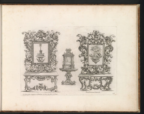 Three designs for tables and frames, Filippo Passarini, 1698 Canvas Print