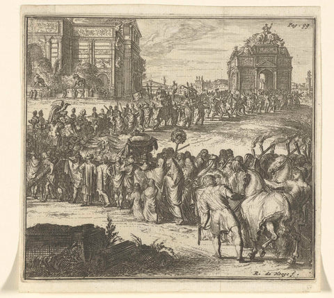 Funeral procession of a Roman general, Romeyn de Hooghe, 1672 Canvas Print