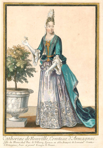 French Prints Propagating French Fashion : Portrait of Catherine de Neuville, Countess of Armagnac, Nicolas Bonnart (fils), c. 1685 - c. 1695 Canvas Print