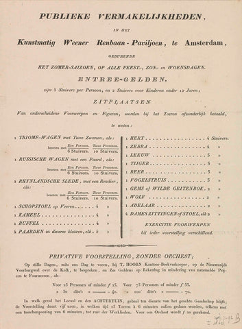 Programme of activities in the Weener Renbaan-Paviljoen, ca. 1860, anonymous, 1858 - 1862 Canvas Print