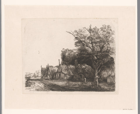 Landscape with three gabled cottages beside a road, James Bretherton, 1750 - 1775 Canvas Print