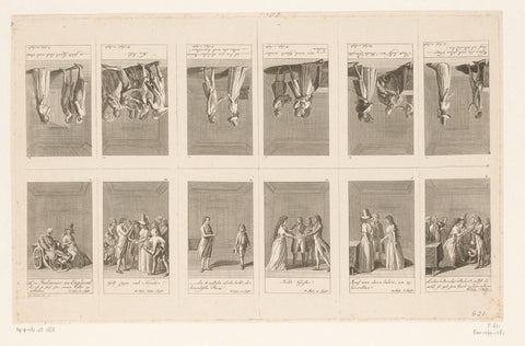 Twelve performances from 'The Indians in England' by August von Kotzebue, Daniel Nikolaus Chodowiecki, 1790 Canvas Print