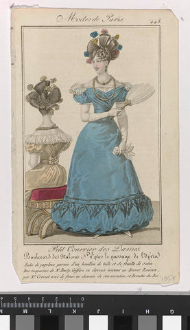 Petit Courrier des Dames, 1827, No. 448 : Robe de poplin garni (...), anonymous, 1827 Canvas Print