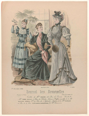 Journal des Demoiselles, 1 December 1893, No. 4966 : toilettes de Mme Gradoz (...), P. Deferneville, 1893 Canvas Print