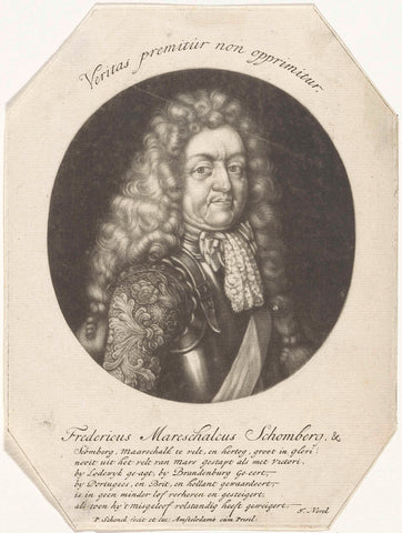 Portrait of Friedrich Arnaud Duke of Schomberg, Pieter Schenk (I), 1670 - 1713 Canvas Print