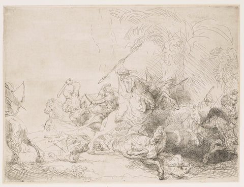 The Large Lion Hunt, Rembrandt van Rijn, 1641 Canvas Print