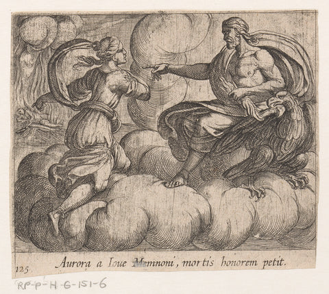 Aurora asks Jupiter to honor Memnon, Antonio Tempesta, 1606 - 1638 Canvas Print