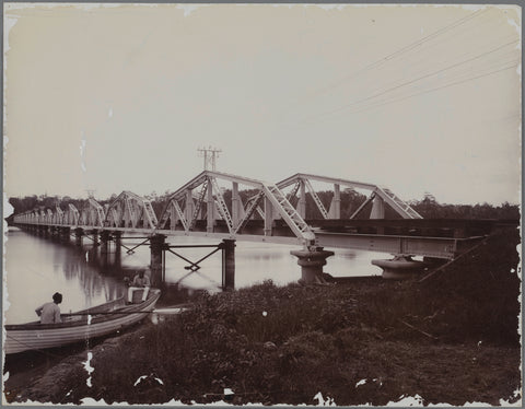 Railway bridge over the Belawan River, Carl J. Kleingrothe, 1890 - 1910 Canvas Print