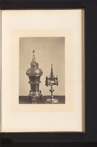 Gilt silver vase and a monstrance, exhibited at an exhibition on religious objects from the Middle Ages and Renaissance in 1864 in Mechelen, Joseph Maes, 1864 Canvas Print