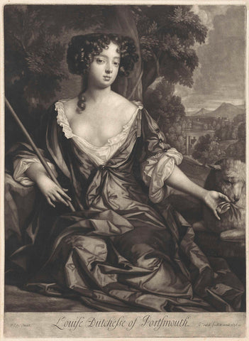 Portrait of Louise de Kéroualle Duchess of Portsmouth in a landscape, Gerard Valck, 1678 Canvas Print