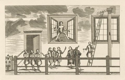 Cartoon in which Daniel Raap is led to the gallows, 1752, anonymous, 1752 - 1753 Canvas Print