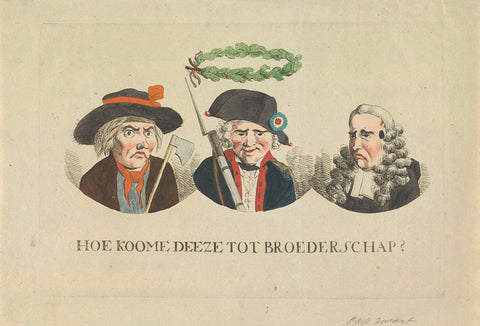 Cartoon on the equality and fraternity, 1795, Hermanus Fock (attributed to), 1795 Canvas Print