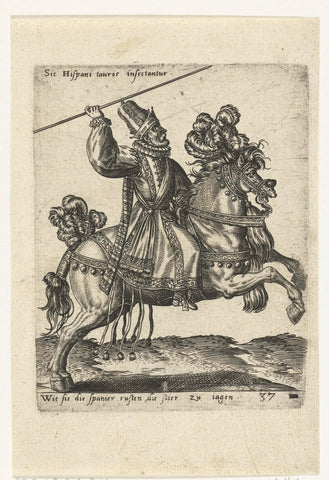 Spanish picador on horseback, Abraham de Bruyn (attributed to), 1577 Canvas Print