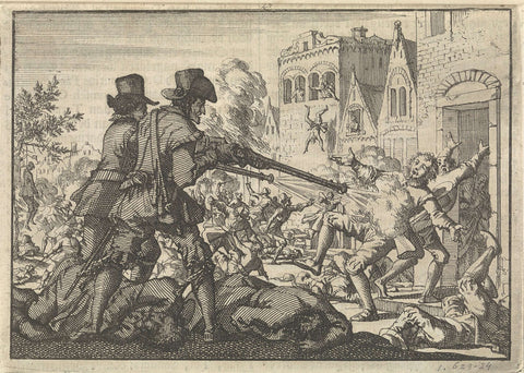 Murder of reformed people at Tirano, 1620, Jan Luyken, 1698 Canvas Print