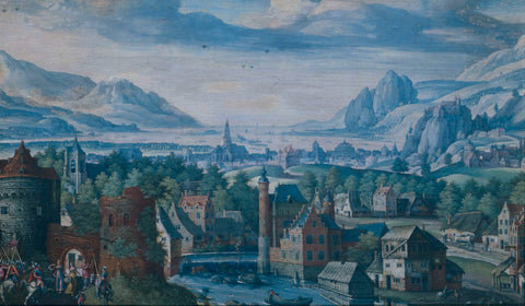 Landscape with the story of Jephthah's daughter, Jacob Savery (I), 1580 - 1589 Canvas Print