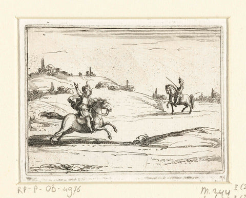 Two Riders, Jacques Callot, 1621 - 1635 Canvas Print