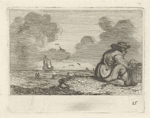 Dune landscape with a sitting man by a basket, Gillis van Scheyndel (I), 1645 Canvas Print