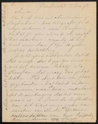 Letter to Jan Veth, M.C. Lebret, 1893 Canvas Print