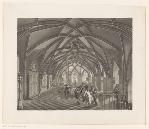 Interior of the Wasserkirche in Zurich, 1630, Franz Hegi, 1848 Canvas Print