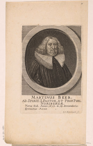 Portrait of Martin Beer, Georg Christoph Eimmart (II), 1648 - 1705 Canvas Print