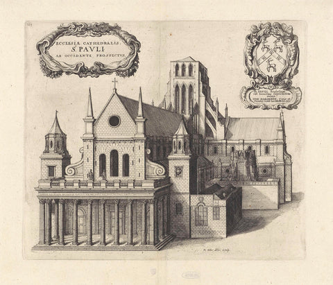 West façade of Saint Paul's Cathedral in London, Wenceslaus Hollar, 1658 Canvas Print