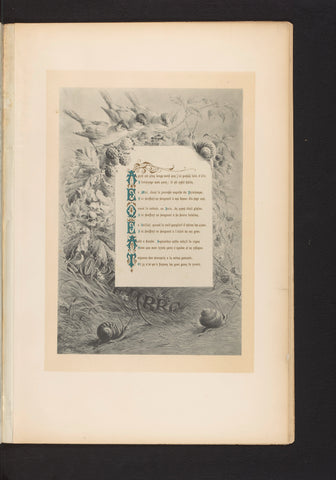 Reproduction of a print of snails and birds, with the poem Septembre by François Coppée, by Hector Giacomelli, Paul Dalloz, c. 1871 - in or before 1876 Canvas Print