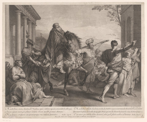 Triumph of Mordekai, Edme Jeaurat, 1737 Canvas Print