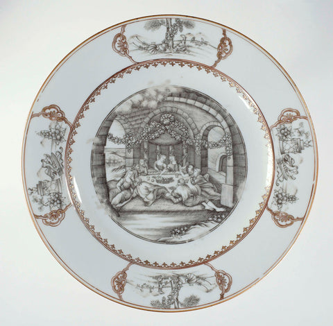 Plate with an image of Daphnis and Chloe, anonymous, c. 1750 Canvas Print