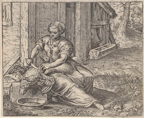 Fable of the Woman and the Chicken, Aegidius Sadeler, 1608 Canvas Print